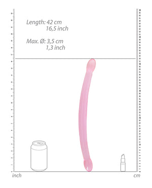 RealRock Shots RealRock Crystal Clear 17" Double Dildo - Pink - Image 2