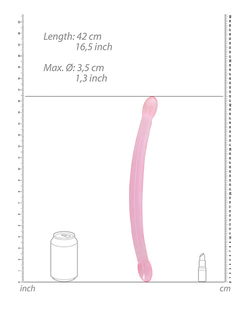 RealRock Shots RealRock Crystal Clear 17" Double Dildo - Pink - Image 2