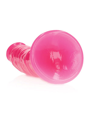 RealRock Shots RealRock 7" Slim Dildo Glow in the Dark - Neon Pink - Image 5