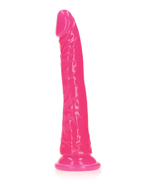 RealRock Shots RealRock 8" Slim Dildo Glow in the Dark - Neon Pink - Image 2