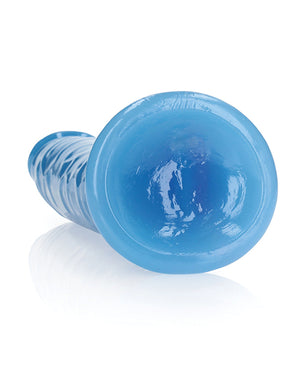 RealRock Shots RealRock 9" Slim Dildo Glow in the Dark - Neon Blue - Image 4