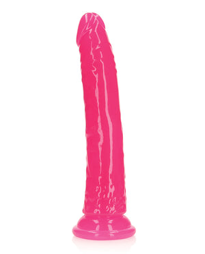 RealRock Shots RealRock 9" Slim Dildo Glow in the Dark - Neon Pink - Image 2