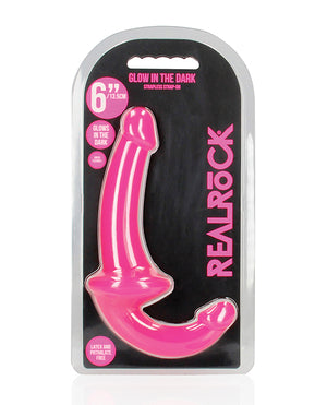 RealRock Shots RealRock 6" Strapless Strap On Glow in the Dark - Neon Pink
