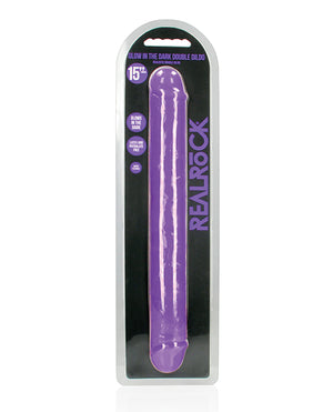 RealRock Shots RealRock 15" Double Dong Glow in the Dark - Neon Purple