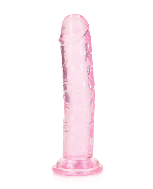 RealRock Shots RealRock Crystal Clear 6" Straight Dildo w/Suction Cup - Pink - Image 2