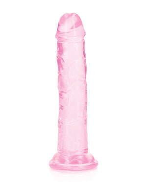 RealRock Shots RealRock Crystal Clear 6" Straight Dildo w/Suction Cup - Pink - Image 3