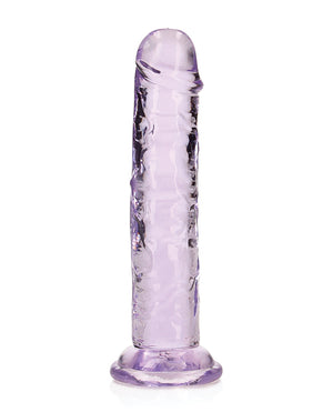 RealRock Shots RealRock Crystal Clear 6" Straight Dildo w/Suction Cup - Purple - Image 3