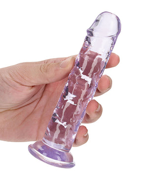 RealRock Shots RealRock Crystal Clear 6" Straight Dildo w/Suction Cup - Purple - Image 4