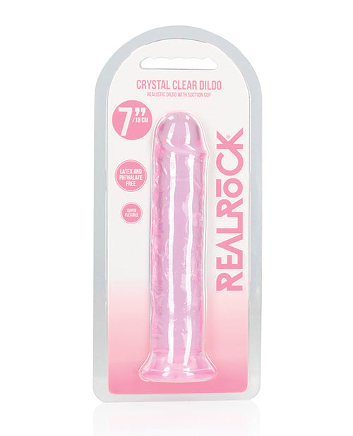 RealRock Shots RealRock Crystal Clear 7" Straight Dildo w/Suction Cup - Pink