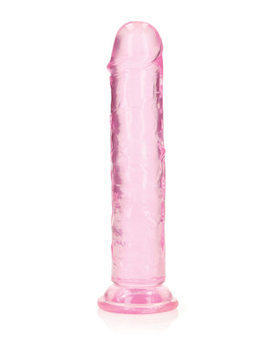 RealRock Shots RealRock Crystal Clear 7" Straight Dildo w/Suction Cup - Pink - Image 2