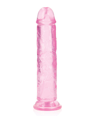 RealRock Shots RealRock Crystal Clear 7" Straight Dildo w/Suction Cup - Pink - Image 3