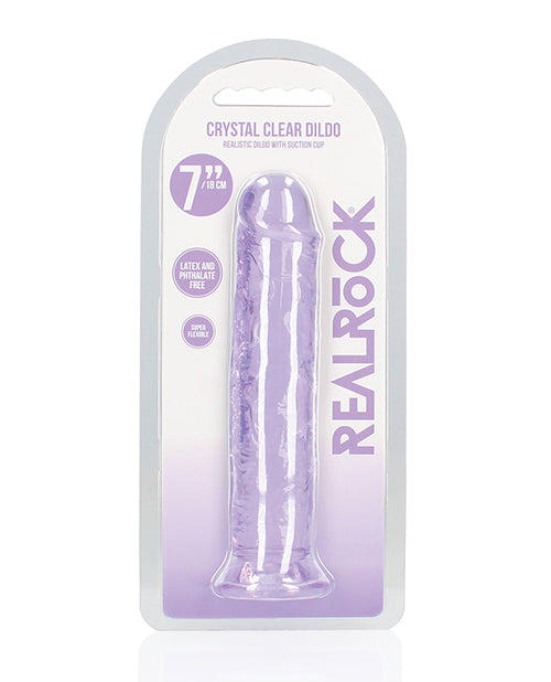 RealRock Shots RealRock Crystal Clear 7" Straight Dildo w/Suction Cup - Purple