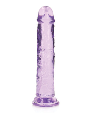 RealRock Shots RealRock Crystal Clear 7" Straight Dildo w/Suction Cup - Purple - Image 3