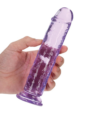 RealRock Shots RealRock Crystal Clear 7" Straight Dildo w/Suction Cup - Purple - Image 4