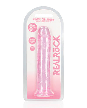 RealRock Shots RealRock Crystal Clear 8" Straight Dildo w/Suction Cup - Pink