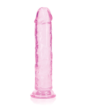 RealRock Shots RealRock Crystal Clear 8" Straight Dildo w/Suction Cup - Pink - Image 3