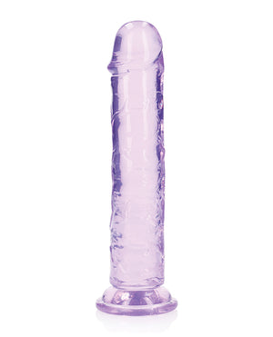 RealRock Shots RealRock Crystal Clear 8" Straight Dildo w/Suction Cup - Purple - Image 2