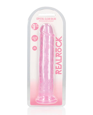 RealRock Shots RealRock Crystal Clear 9" Straight Dildo w/Suction Cup - Pink