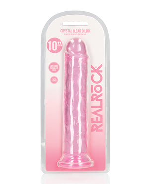 RealRock Shots RealRock Realistic Crystal Clear 10" Straight Dildo - Pink