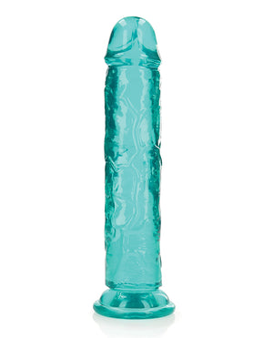 RealRock Shots RealRock Realistic Crystal Clear 10" Straight Dildo - Turquoise - Image 3