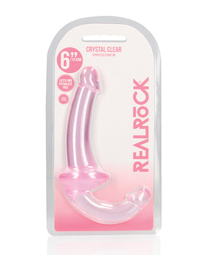 RealRock Shots RealRock Crystal Clear 6" Strapless Strap-On - Pink
