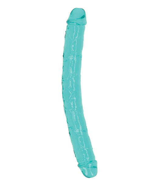 RealRock Shots RealRock Crystal Clear 13" Double Dildo - Turquoise - Image 2