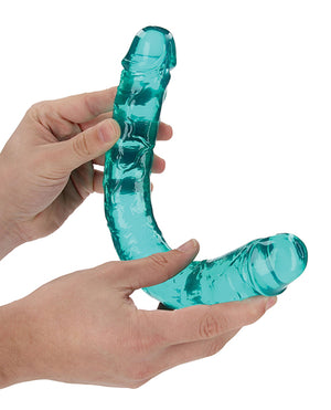 RealRock Shots RealRock Crystal Clear 13" Double Dildo - Turquoise - Image 3