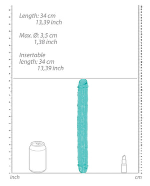 RealRock Shots RealRock Crystal Clear 13" Double Dildo - Turquoise - Image 5