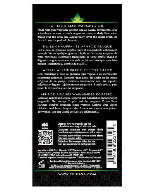Shunga Shunga Organica Warming Oil - 3.5 oz Green Tea - Image 2