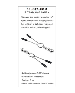 Selopa Selopa Beaded Nipple Clamps - Silver - Image 5