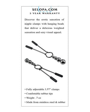 Selopa Selopa Beaded Nipple Clamps - Black Chrome - Image 5