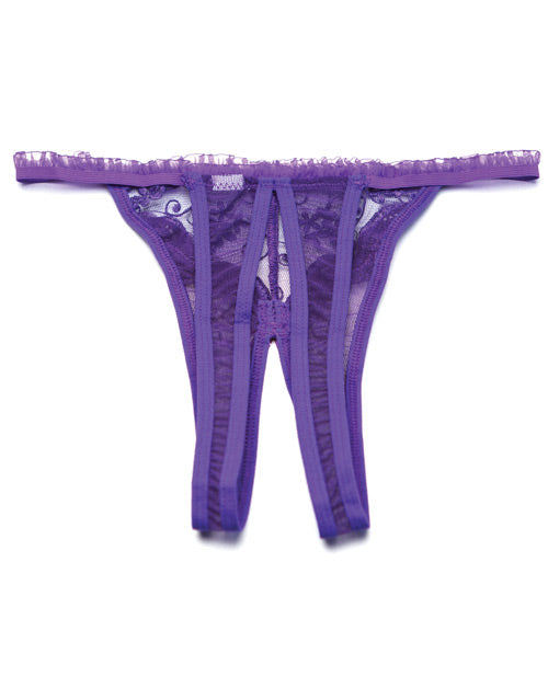 Shirley Of Hollywood Scalloped Embroidery Crotchless Panty Purple O/S - Image 2