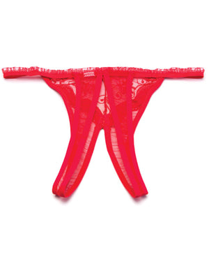 Shirley Of Hollywood Scalloped Embroidery Crotchless Panty Red O/S - Image 2