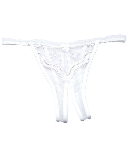 Shirley Of Hollywood Scalloped Embroidery Crotchless Panty White O/S - Image 2