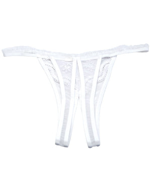 Shirley Of Hollywood Scalloped Embroidery Crotchless Panty White O/S
