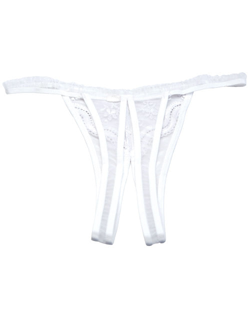 Shirley Of Hollywood Scalloped Embroidery Crotchless Panty White O/S