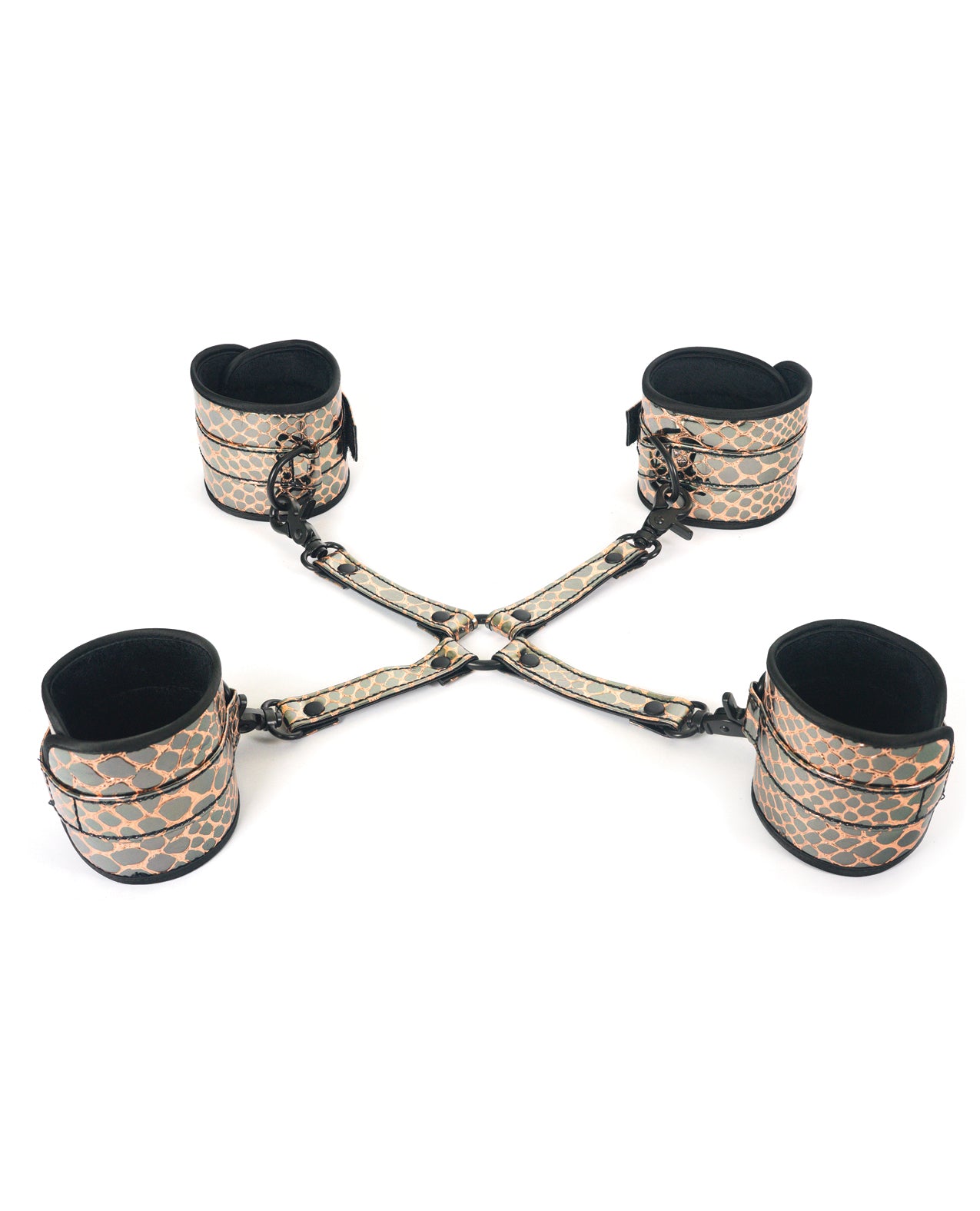 Spartacus Spartacus Faux Leather Wrist &amp; Ankle Restraints w/Hog Tie - Gold