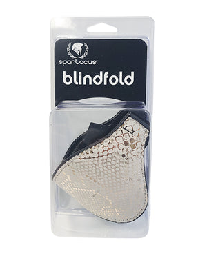 Spartacus Spartacus Blindfold w/Leather - White Snakeskin Micro Fiber - Image 2