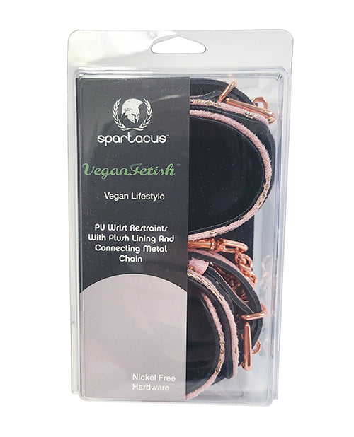 Spartacus Spartacus Wrist Restraints w/Leather Lining - Pink Snakeskin Micro Fiber - Image 2