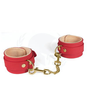 Spartacus Spartacus PU Wrist Cuffs w/Plush Lining - Red - Image 2