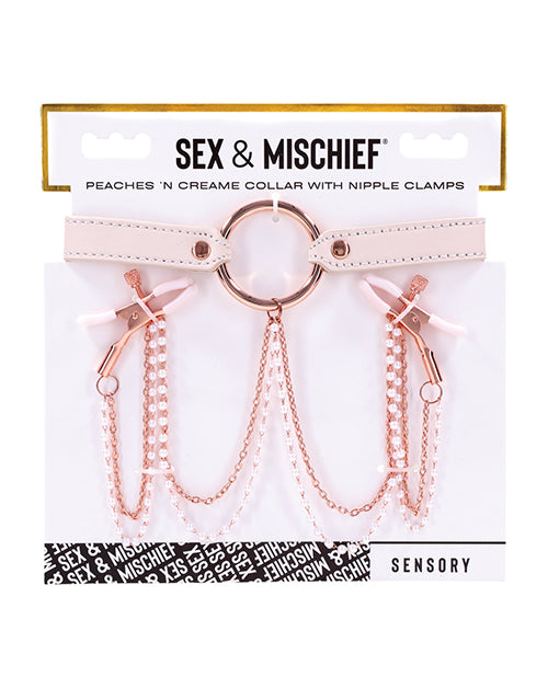 Sex &amp; Mischief Sex &amp; Mischief Peaches 'n CreaMe Collar w/Nipple Clamps