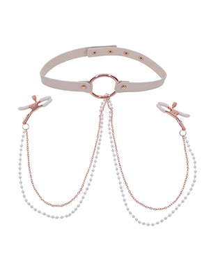 Sex &amp; Mischief Sex &amp; Mischief Peaches 'n CreaMe Collar w/Nipple Clamps - Image 2