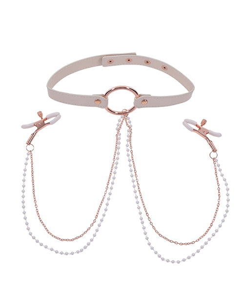Sex &amp; Mischief Sex &amp; Mischief Peaches 'n CreaMe Collar w/Nipple Clamps - Image 2