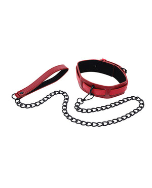 Sex &amp; Mischief Sex &amp; Mischief Ex's &amp; Oh's Collar &amp; Leash - Red/Black - Image 3
