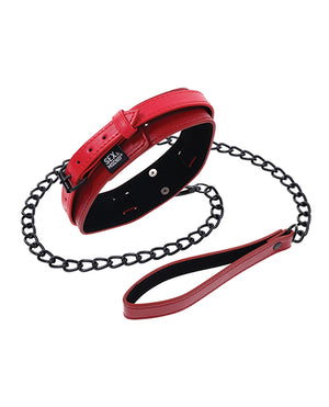 Sex &amp; Mischief Sex &amp; Mischief Ex's &amp; Oh's Collar &amp; Leash - Red/Black - Image 4