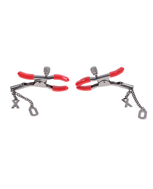 Sex &amp; Mischief Sex &amp; Mischief Ex's &amp; Oh's Nipple Clamps - Red/Black - Image 4