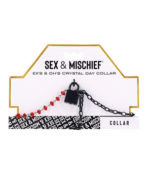 Sex &amp; Mischief Sex &amp; Mischief Ex's &amp; Oh's Crystal Day Collar - Red/Black