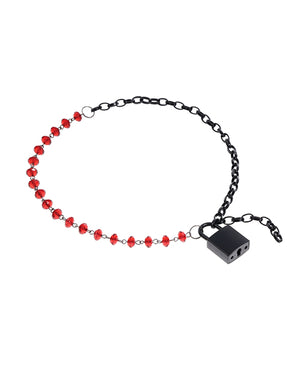 Sex &amp; Mischief Sex &amp; Mischief Ex's &amp; Oh's Crystal Day Collar - Red/Black - Image 4