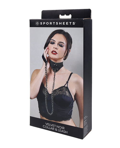 Sportsheets Sportsheets Velvet Noir Collar &amp; Leash - Black - Image 2