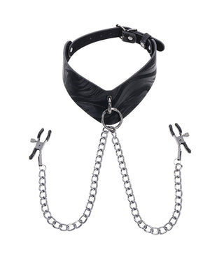 Sportsheets Sportsheets Velvet Noir Collar &amp; Removable Clamps - Black - Image 2